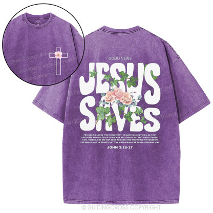Jesus Saves Christian Washed T-Shirt