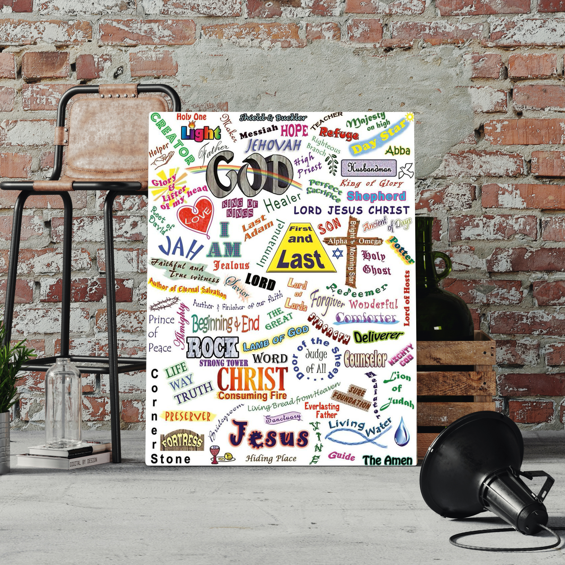 Jesus And Bible Keywords Canvas Wall Art Sale - GuidingCross