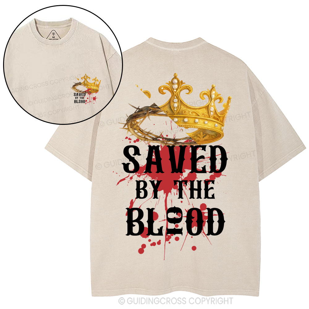 Saved By The Blood Christian Washed T-Shirt