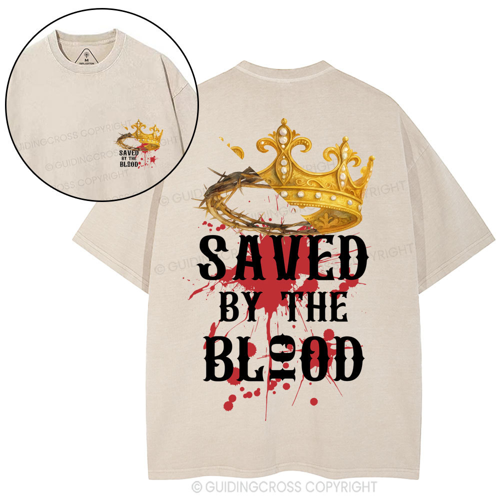 Saved By The Blood Christian Washed T-Shirt
