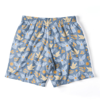 Doves of Peace and Olive Branches Christian Mesh Shorts