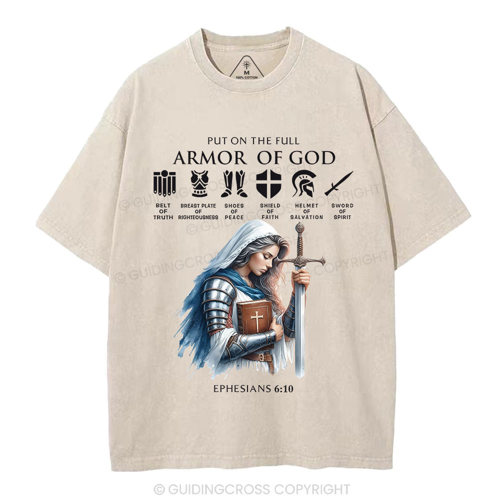 Put On The Full Armor Of God Christian Washed T-Shirt