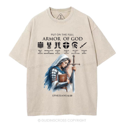 Put On The Full Armor Of God Christian Washed T-Shirt