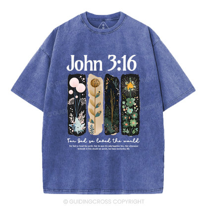 For God So Loved The World Christian Washed T-Shirt