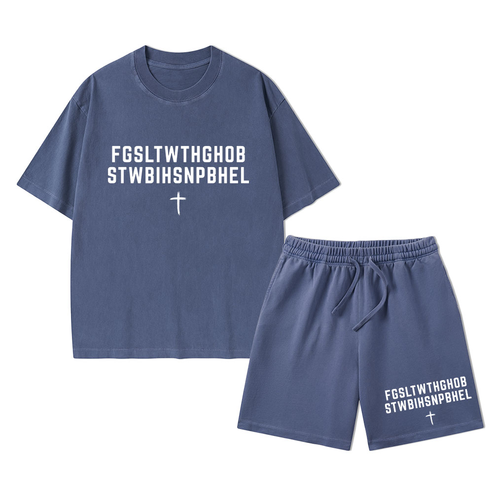 John 316 For God So Loved The World Christian Washed T-Shirt & Shorts