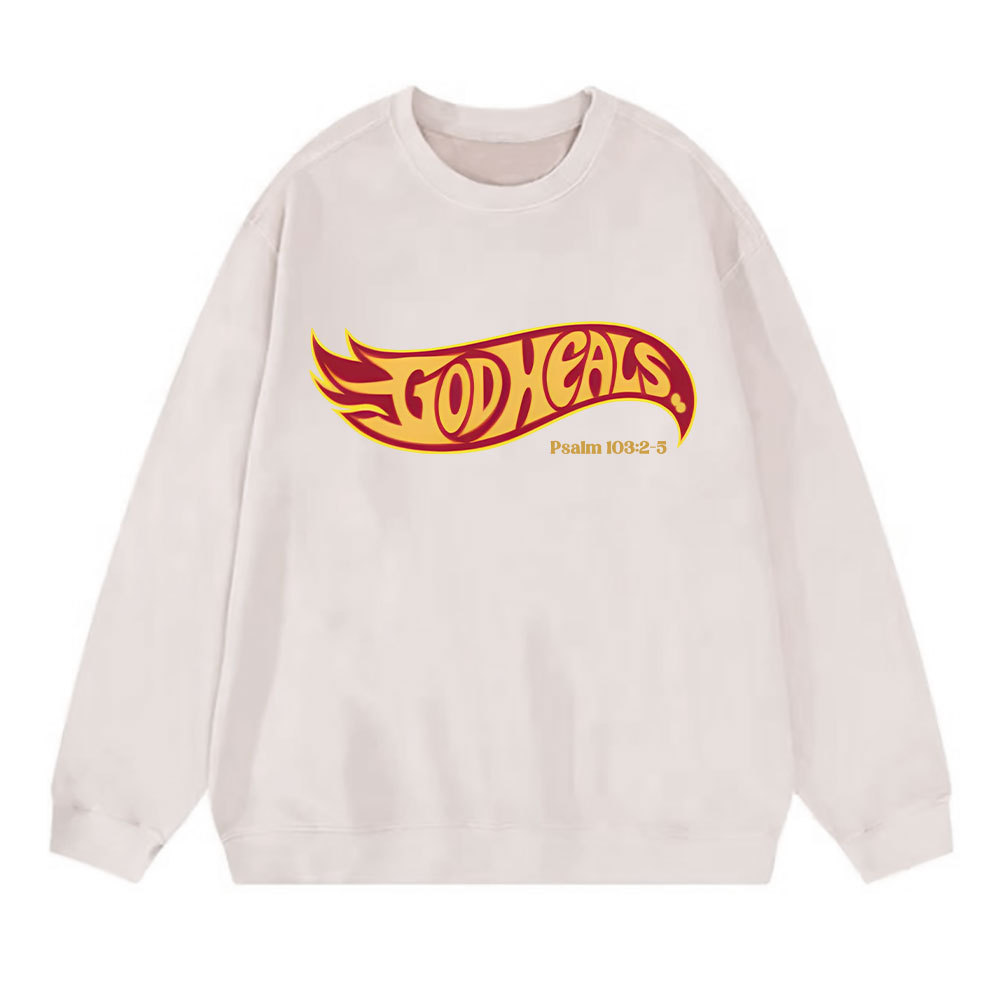 God Heals Christian Washed Sweatshirt
