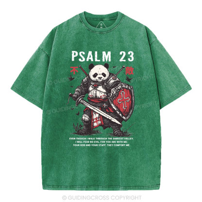 Walk Through The Darkest Valley Panda Warrior Christian Washed T-Shirt