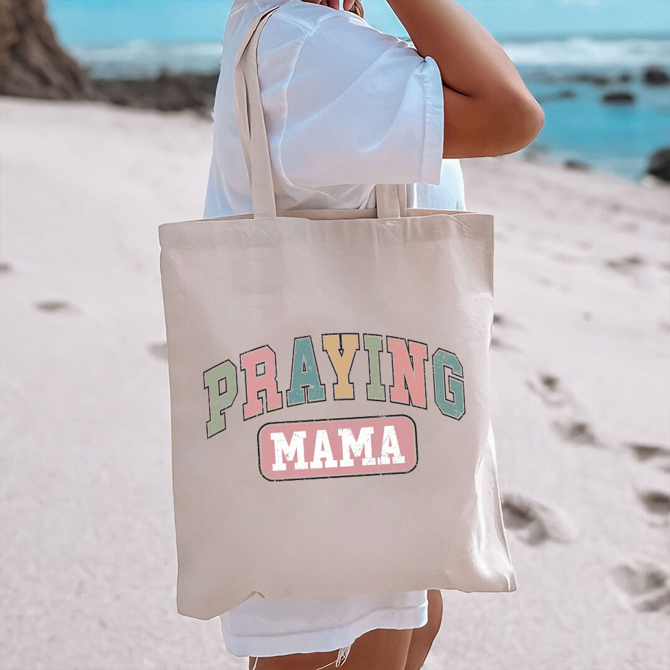 Praying Mama Vintage Christian Canvas Tote Bag