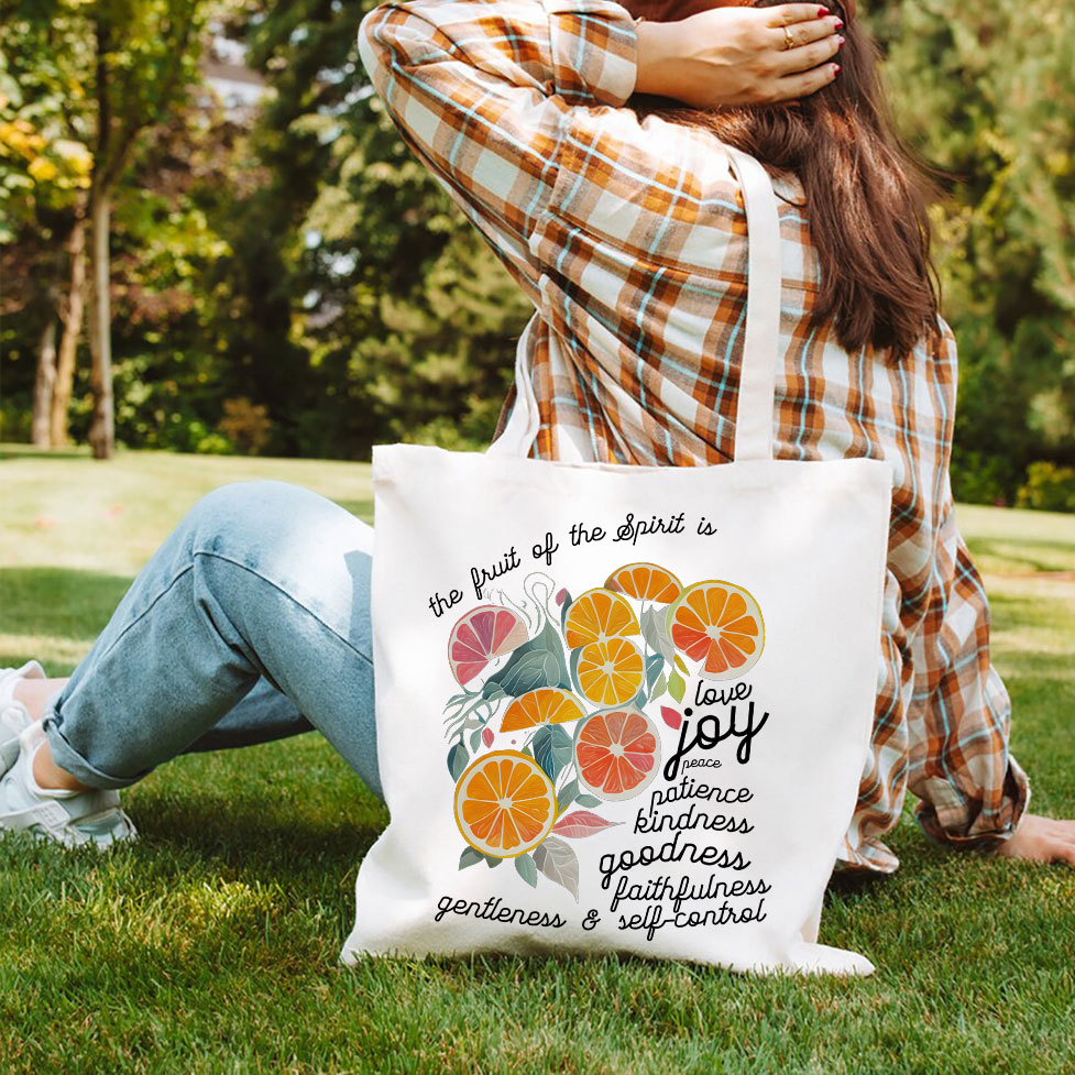 The Fruit Of The Spirit Is Love Christian Canvas Tote Bag