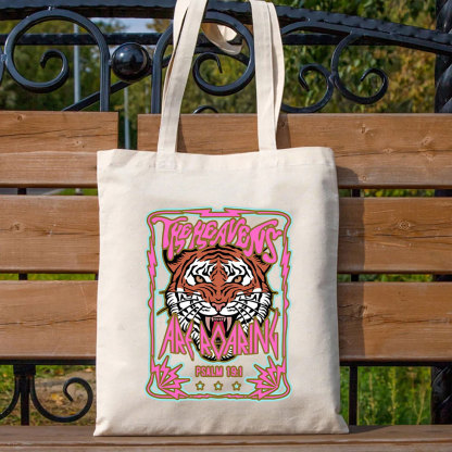 The Heavens Are Roaring Christian Canvas Tote Bag