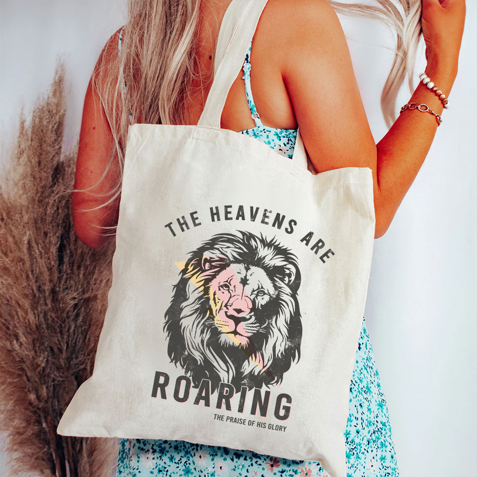The Heavens Are Roaring Christian Canvas Tote Bag