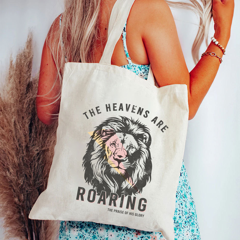 The Heavens Are Roaring Christian Canvas Tote Bag