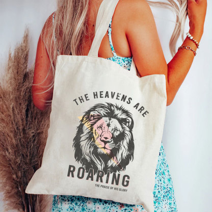 The Heavens Are Roaring Christian Canvas Tote Bag