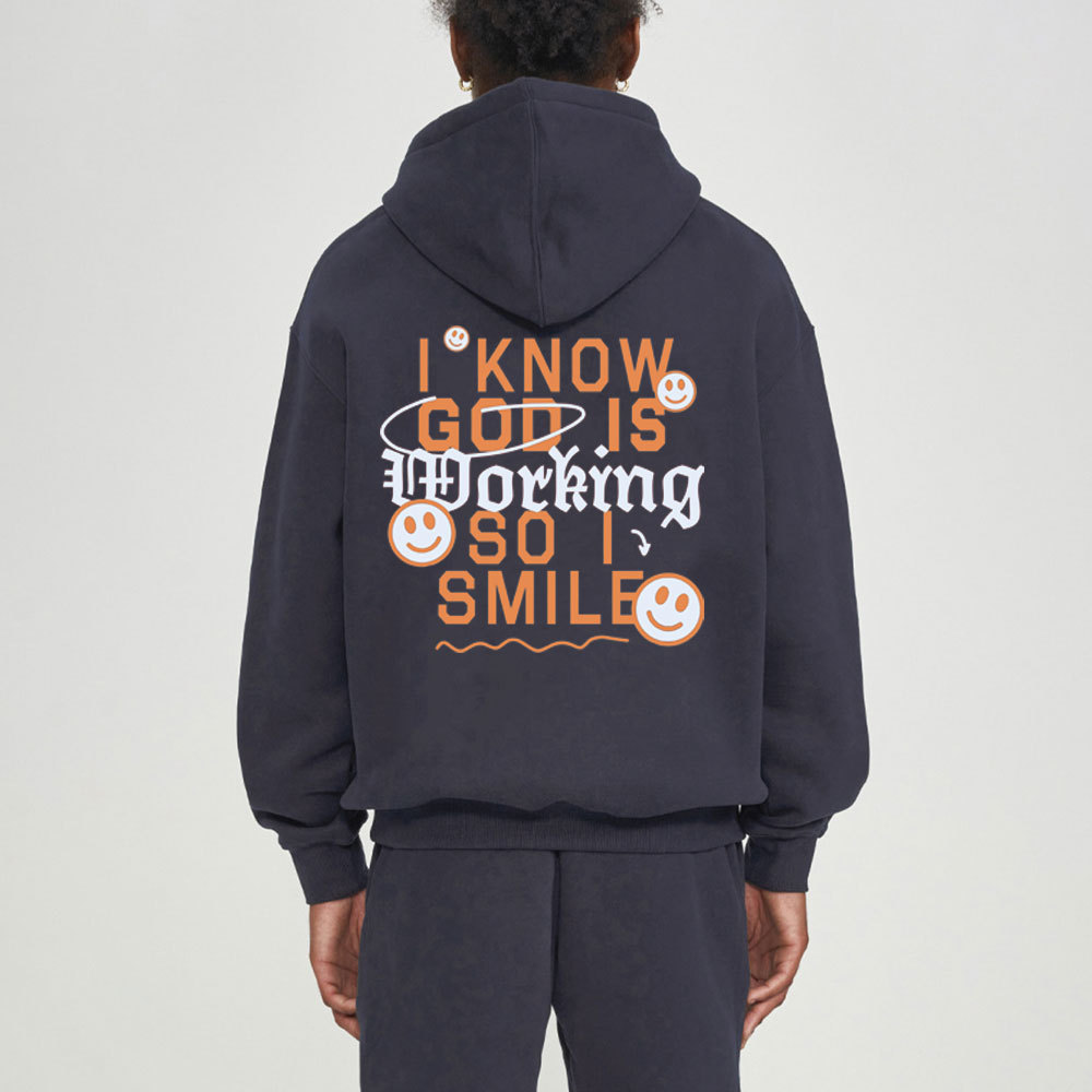 I Know God Is Working So I Smile Christian Fleece Hoodie Set