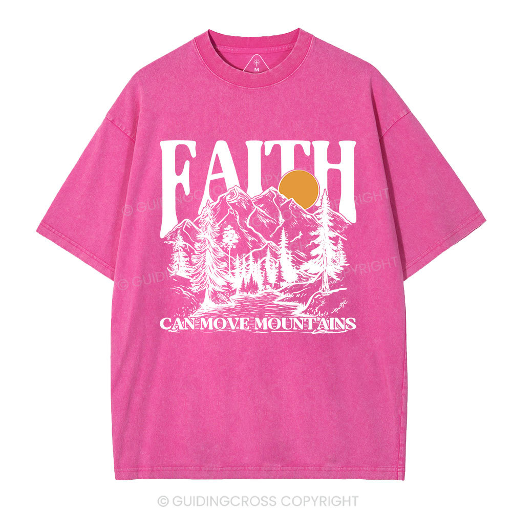 Faith Can Move Mountains Christian Washed T-Shirt