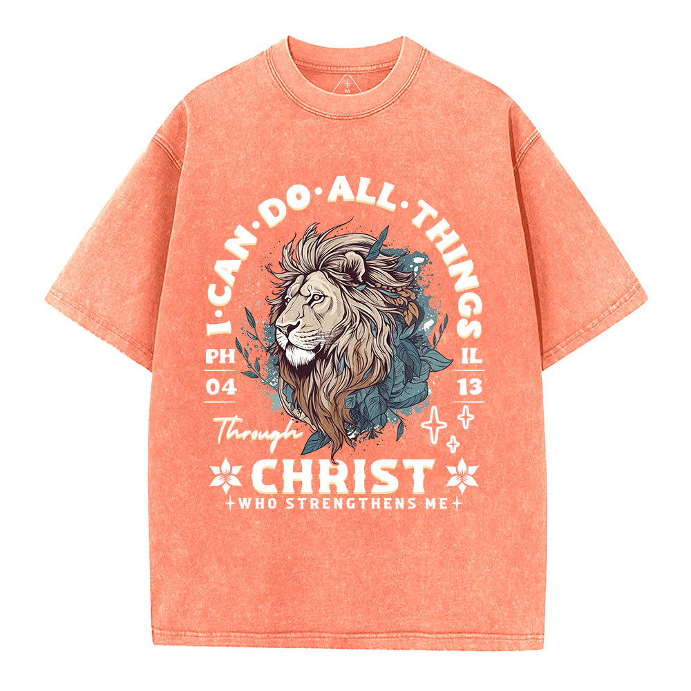 I Can Do All Things Through Christ Christian Washed T-Shirt