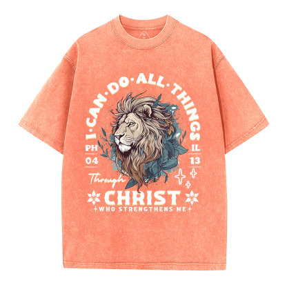 I Can Do All Things Through Christ Christian Washed T-Shirt