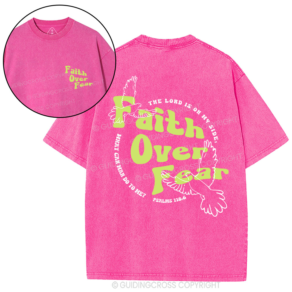 Faith Over Fear Dove Christian Washed T-Shirt