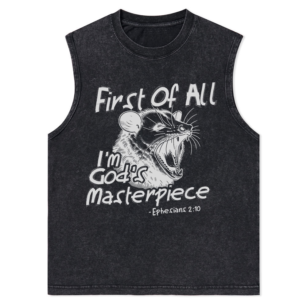 First Of All I'm God's Masterpiece Christian Washed sleeveless Tee