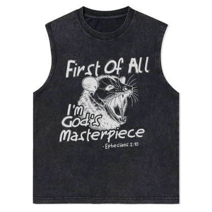 First Of All I'm God's Masterpiece Christian Washed sleeveless Tee
