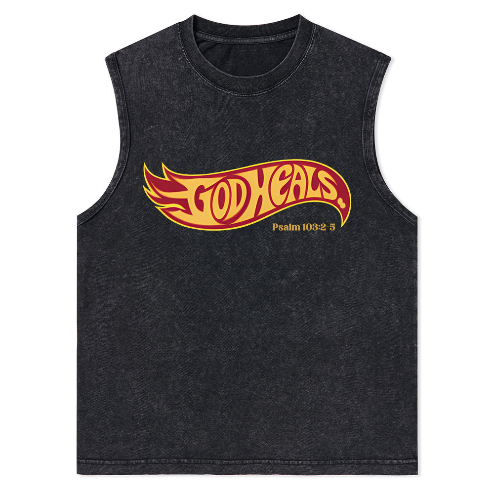 God Heals Christian Washed sleeveless Tee