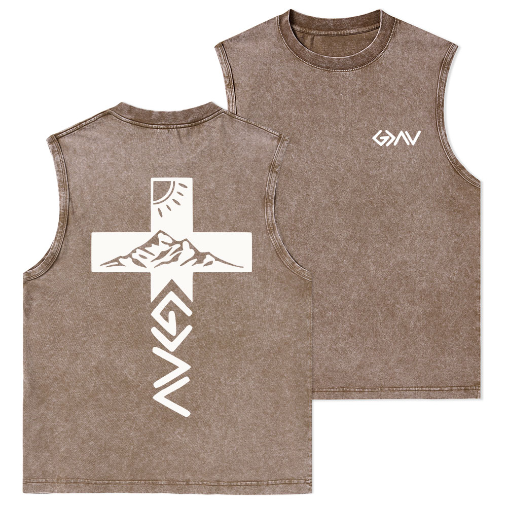 God Is Greater Than The Highs And Lows Christian Washed sleeveless Tee