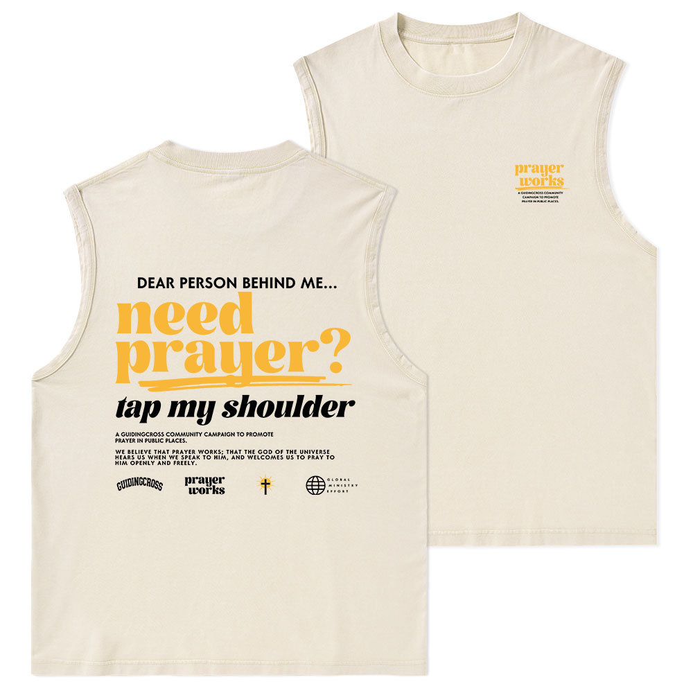 Need Prayer Tap My Shoulder Christian Washed sleeveless Tee