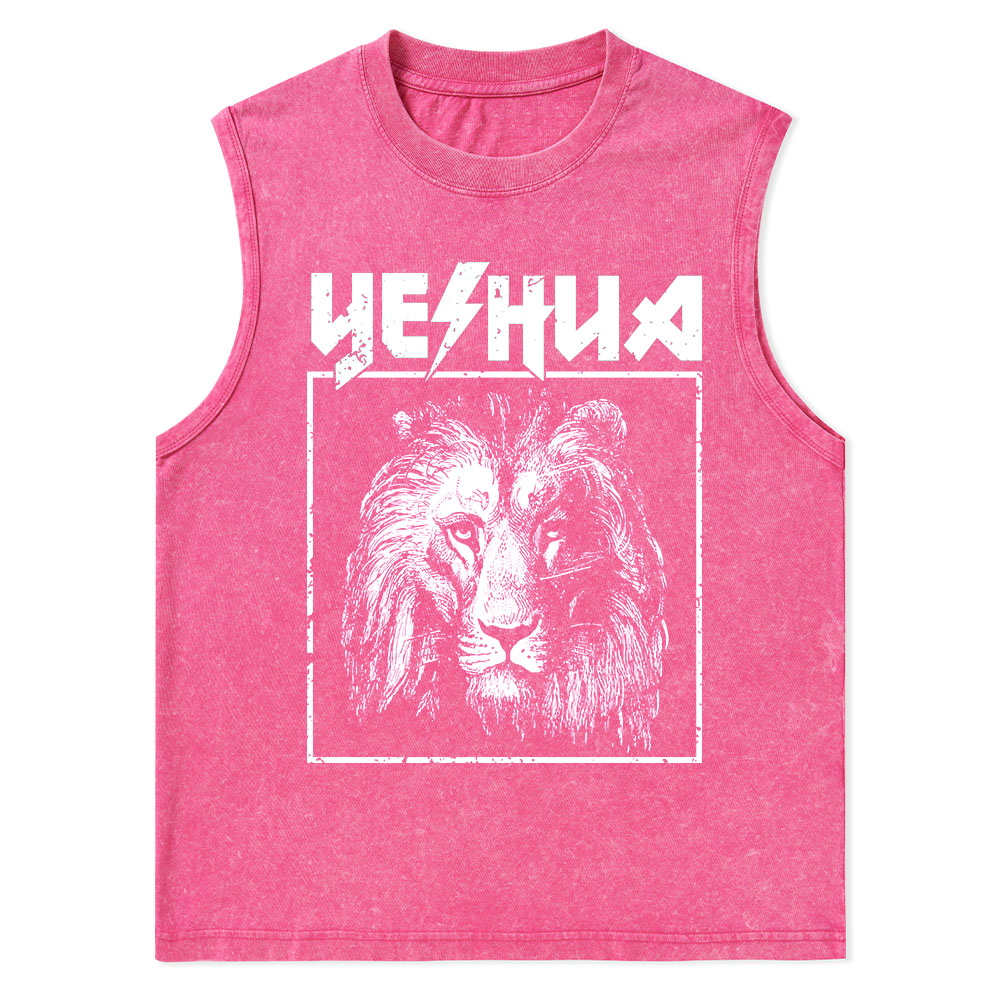 Retro Lion Yeshua Christian Washed sleeveless Tee