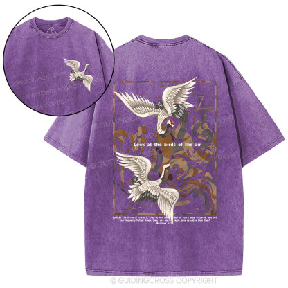 Look At The Birds Of The Air Christian Washed T-Shirt