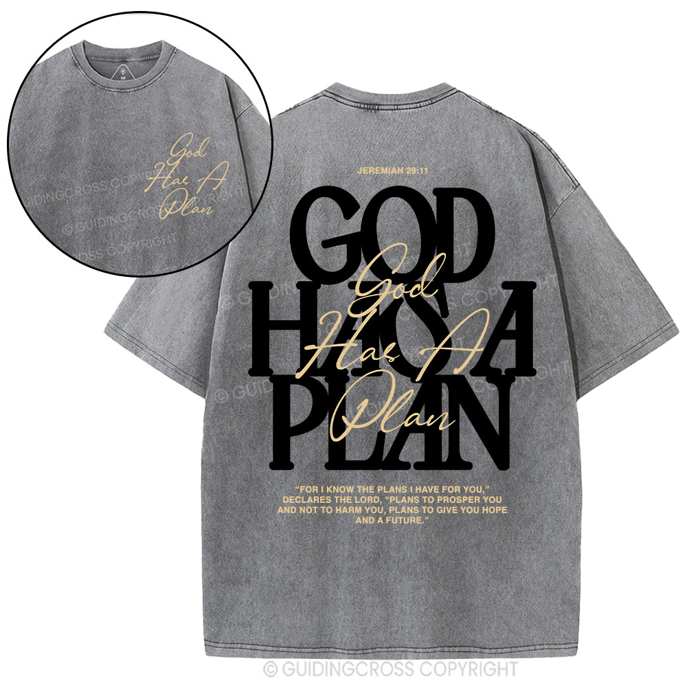 God Has A Plan Christian Washed T-Shirt