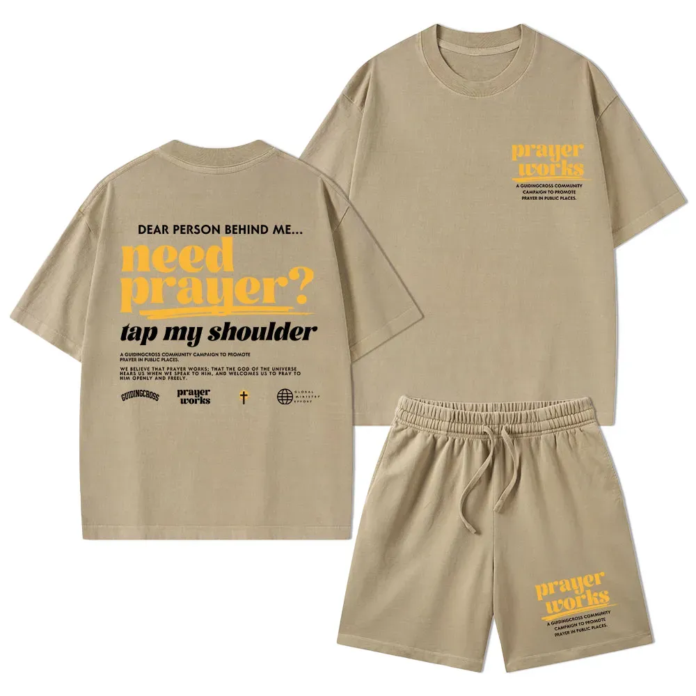 Need Prayer Tap My Shoulder Christian Washed T-Shirt & Shorts
