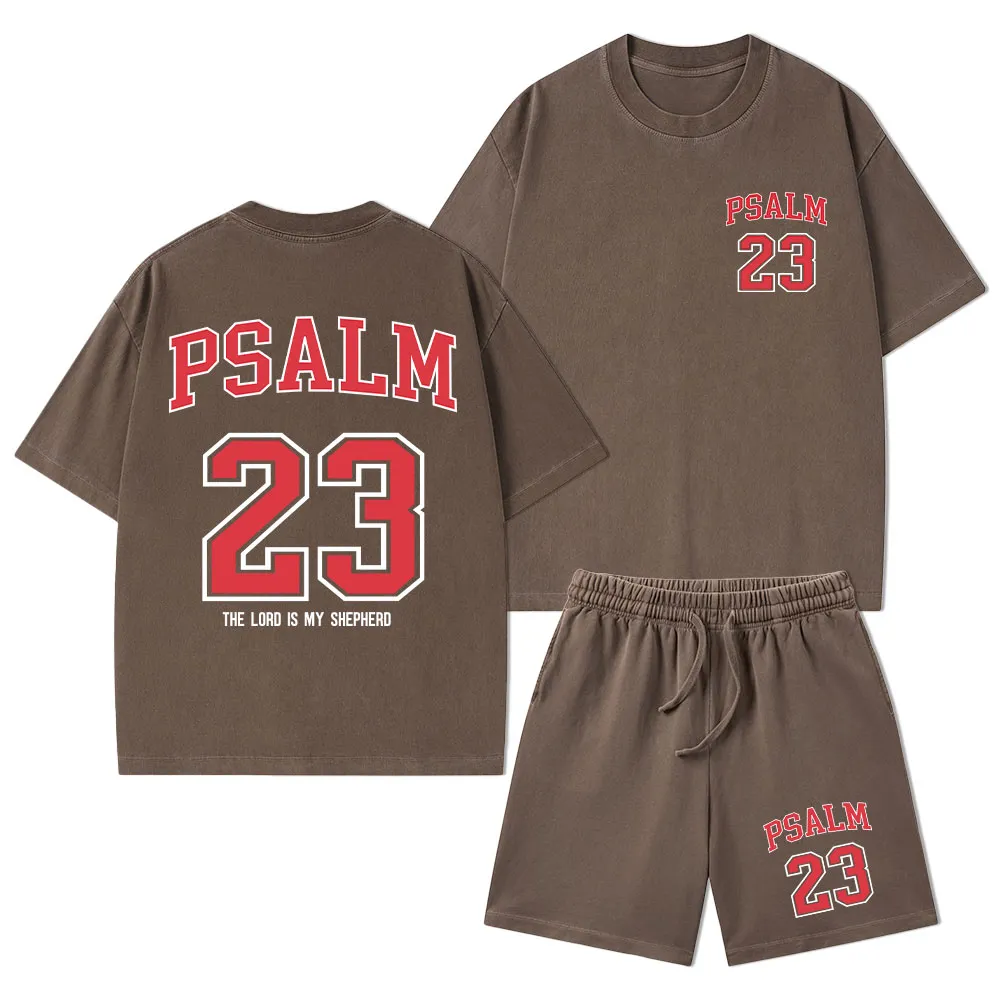 Psalm 23 Christian Washed T-Shirt & Shorts