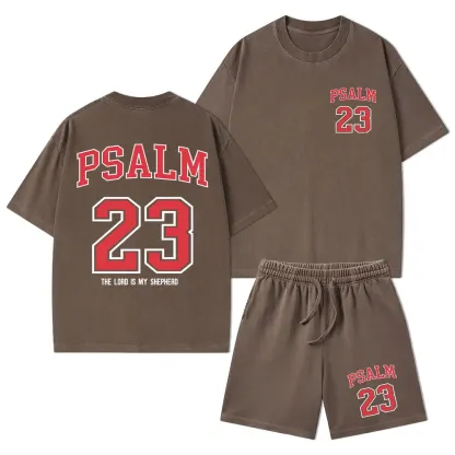 Psalm 23 Christian Washed T-Shirt & Shorts