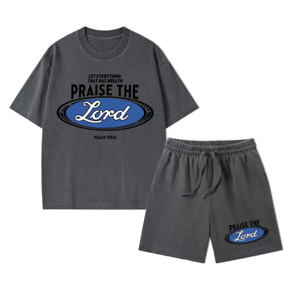 Praise The Lord Christian Washed T-Shirt & Shorts