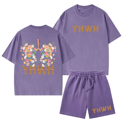 YHWH Every Breath Speaks His Name Christian Washed T-Shirt & Shorts