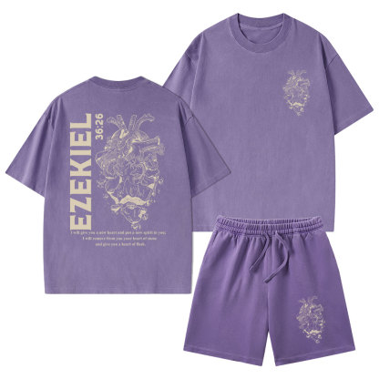 I Will Give You A New Heart And Put A New Spirit Christian Washed T-Shirt & Shorts