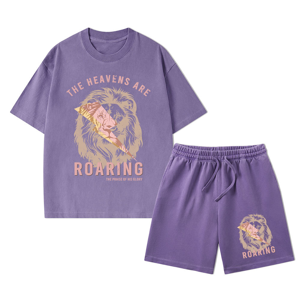 The Heavens Are Roaring Christian Washed T-Shirt & Shorts