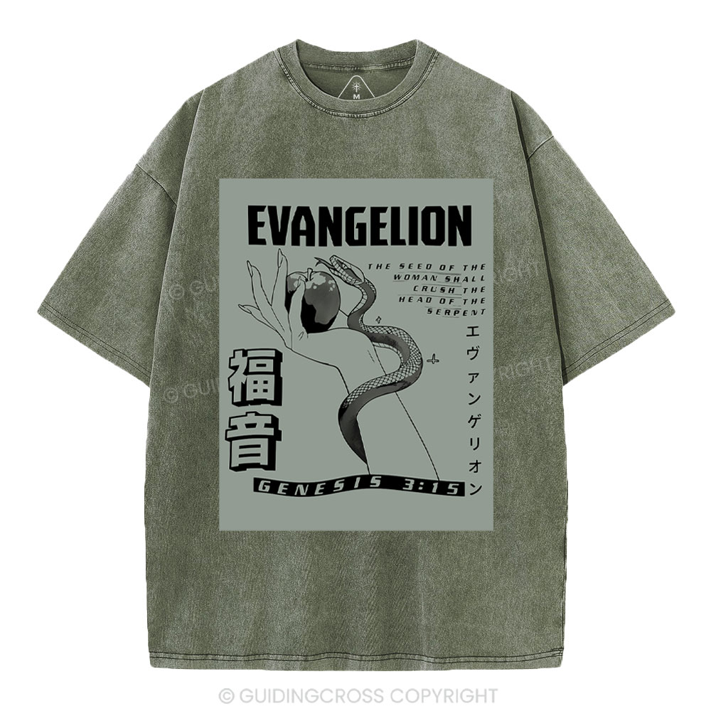 Evangelion Chirstian Washed T-Shirt