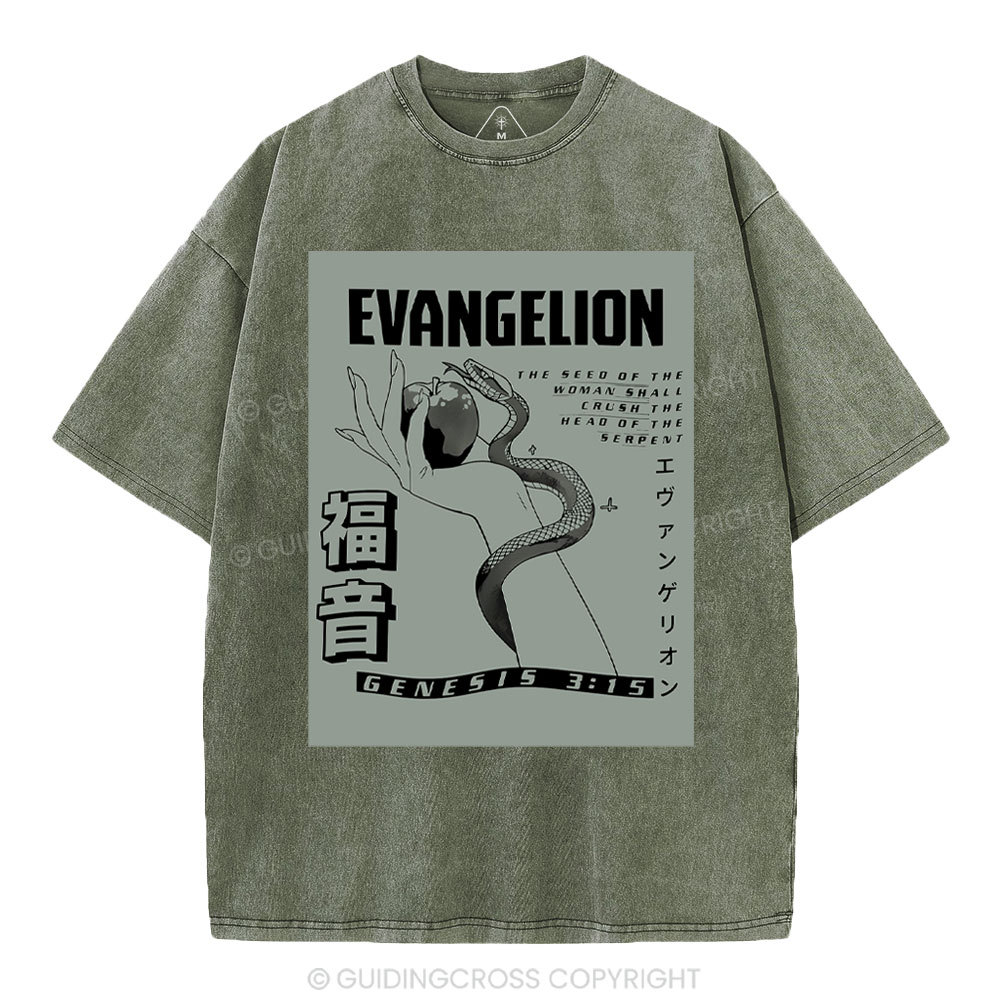 Evangelion Chirstian Washed T-Shirt
