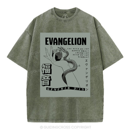 Evangelion Chirstian Washed T-Shirt