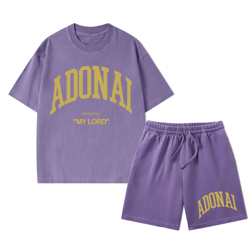 ADONAI My Lord Christian Washed T-Shirt & Shorts