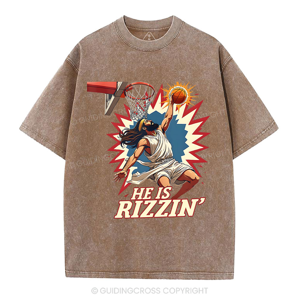 He Is Rizzen  Jesus Christian Washed T-Shirt