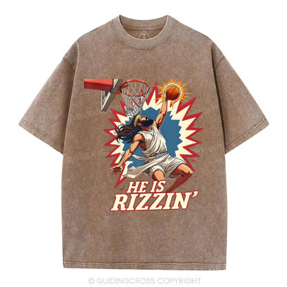 He Is Rizzen  Jesus Christian Washed T-Shirt