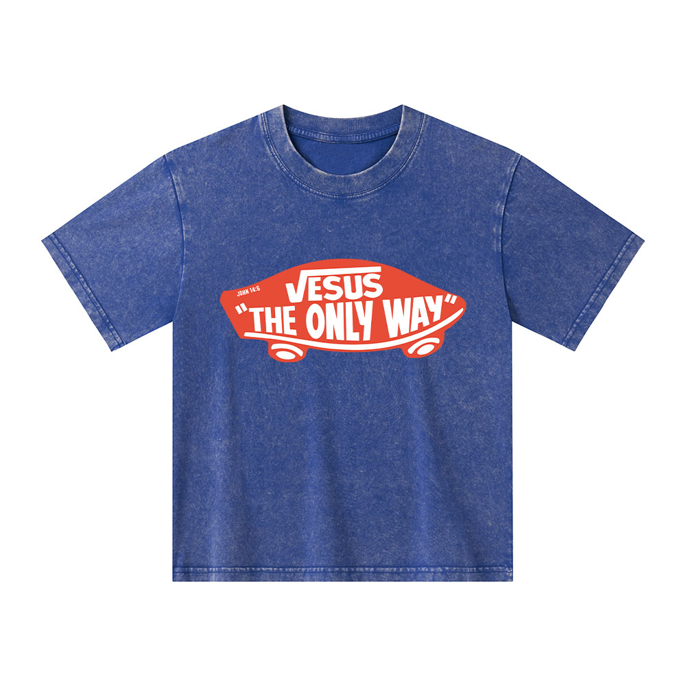 Jesus The Only Way Kid Washed T-Shirt