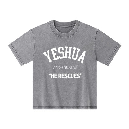 Yeshua He Rescues Kid Washed T-Shirt