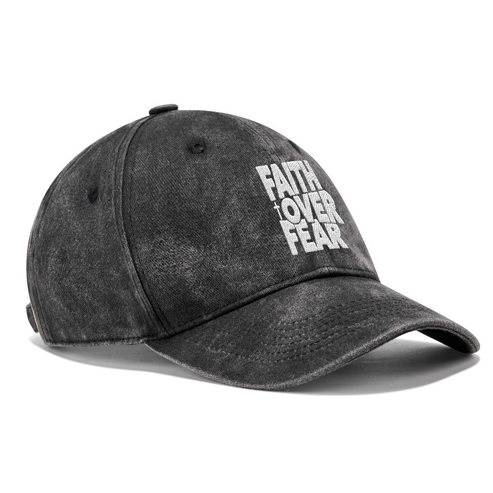 Faith Over Fear Christian Washed Hat