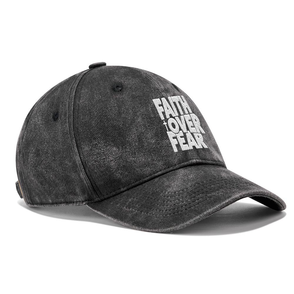 Faith Over Fear Christian Washed Hat