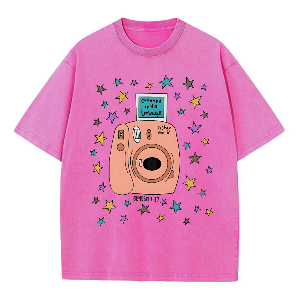 Created In His Image Christian Washed T-Shirt