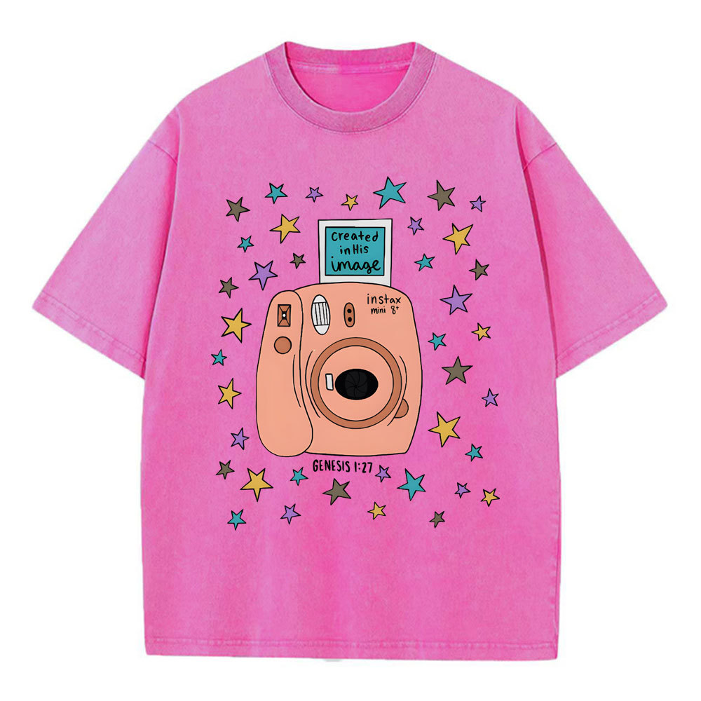 Created In His Image Christian Washed T-Shirt