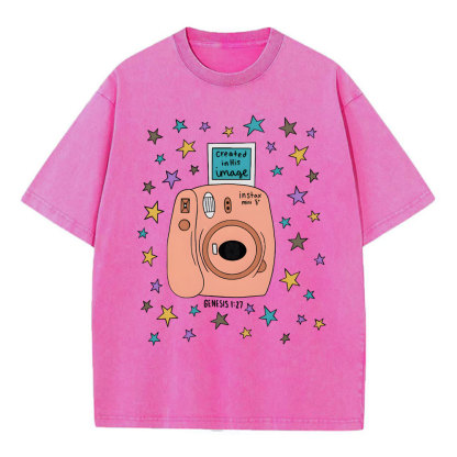 Created In His Image Christian Washed T-Shirt